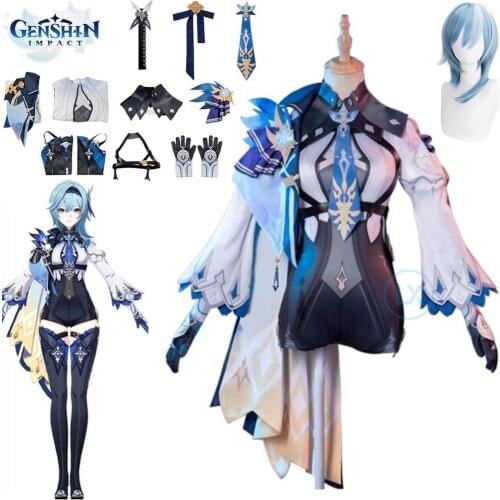 Anime Game Genshin Impact Eula Cosplay Costume Girls Women Outfits Set Halloween Carnival Suit Clothes