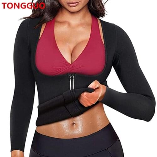 Women Sauna Suit Waist Trainer Neoprene Shirt for Sport Workout Corset Heat Body Shaper Slimming Long Sleeve Sweat Shirt Tops