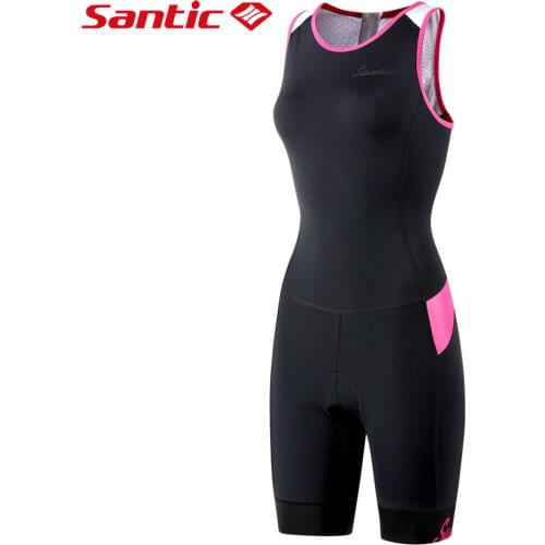 Santic Womens Cycling Triathlon Sleeveless Breathable Bicycle Jerseys Jumpsuit Bike Clothing for Running Swimming Asian Size