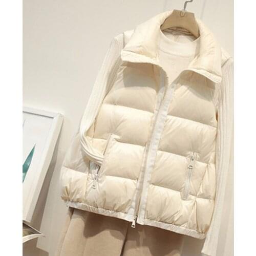 Winter Women Casual Windproof Female White Duck Down Vest Coats Down Vest Women Short Shiny Lightweight Sleeveless Down Jacket