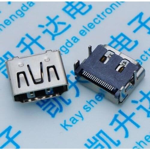 10 Pcs HDMI Female SMD SMT 19Pins Socket Soldering Connectors 4Legs NEW