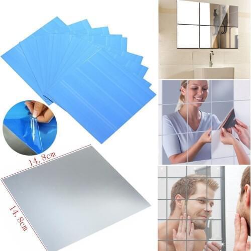 16PCS Mirror Wall Stickers Decal Self-adhesive Tiles Mirror Stickers 3D Mirror Wall Art Home Decors Wall Decal
