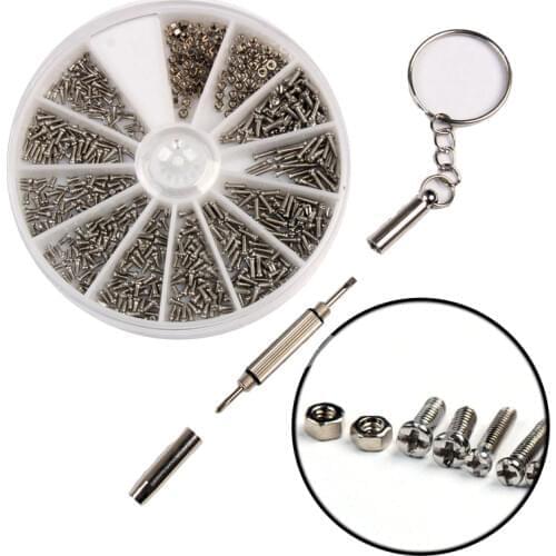 600 Pcs/Set Small Stainless Steel Screws 12 Kinds of Electronics Nuts Assortment + 1pc Screwdriver for Eyeglasses Repair tools