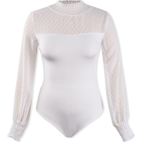 White Long Sleeve Sexy Bodysuit Bodycon Rompers Womens Jumpsuit Summer Autumn Casual Body Suit