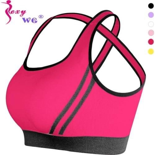 SEXYWG Cross-Back Sports Bra for Women Gym Althletic Vest Yoga Bras Push Up Brassiere BH Sport Top Crop Sportswear Fitness Shirt