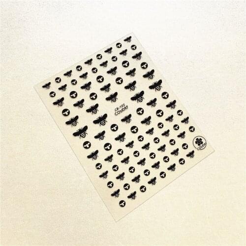 CB-105 Black and white gold and silver Bee Honeybee 3D Back glue Nail Art Stickers Decals Sliders Nail ornament decoration