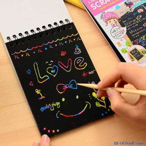 DIY Diary Mini Notebook Black Paper Notepad Sketch Graffiti Notebook Drawing Painting Office School Stationery for Kids Gift