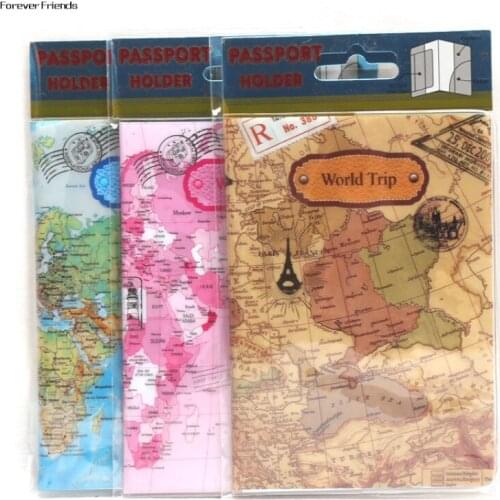 Europe Cartoon Style 2D Passport Holder PVC Passport Cover Case For Travel,14*9.6cm Card & ID Holders Mini Order 1pcs-map