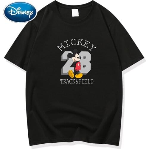 Disney T-Shirt Fashion Mickey Mouse Letter Cartoon Print O-Neck Casual Chic Couples Unisex Women Short Sleeve Tee Tops 7 Colors