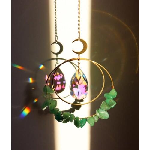 Crystal Stars Moon Hanging Garden Pendant Window Decor Wind Chime Dream Catcher Wind Chimes Home Decoration Birthday Gift