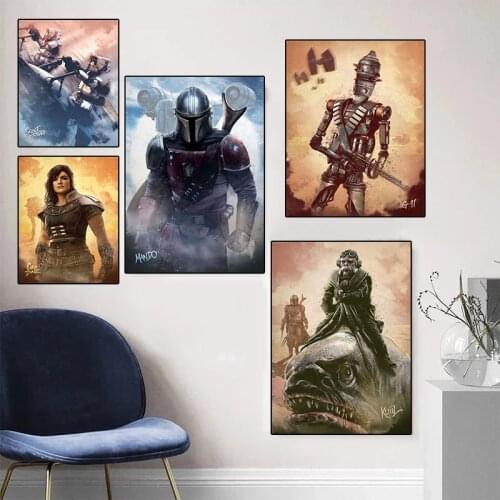 Disney Star Wars Mandalorian Characters Canvas Paintings Mando Prints and Posters Wall Art Pictures for Kids Room Decor Cuadros