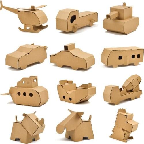 Cardboard Airplane Tank Making Materials Children Diy Carton Dinosaur Kindergarten Handmade Carton Car Toy Christmas Gifts