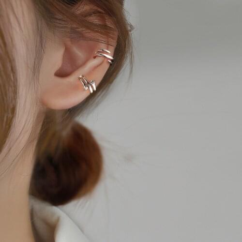 Korean Earrings Trendy 2021 Asymmetrical Star Clip on Earrings for Women Fake Piercing Jewelry Wholesale Kolczyki Kpop