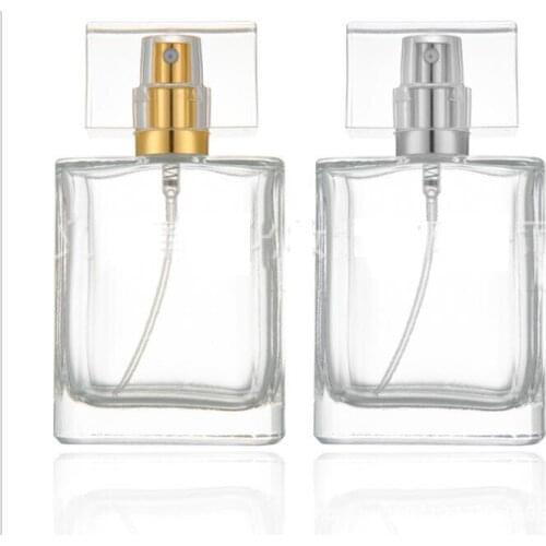 Spray glass bottle squar Square Perfume Spray Glass Bottle Spray Bottle Reusable Bottle Black And Transparent Perfume Bottle
