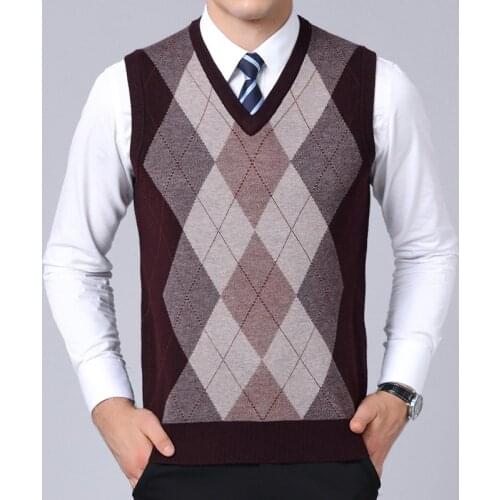 2021 Autumn And Winter New Sweater For Mens Korean Style Casual Pullovers Plaid Slim Fit Jumpers Knitred Vest Men Clothes