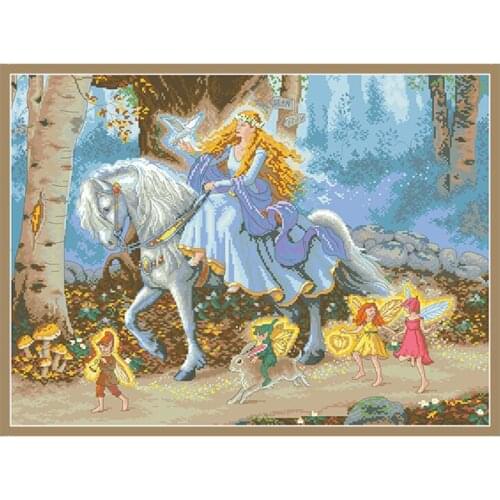 Princess and Elves Counted Cross Stitch Kits Embroidery Complete Sets 11CT 14CT Diy Needlework Handmade Home Decoration Painting