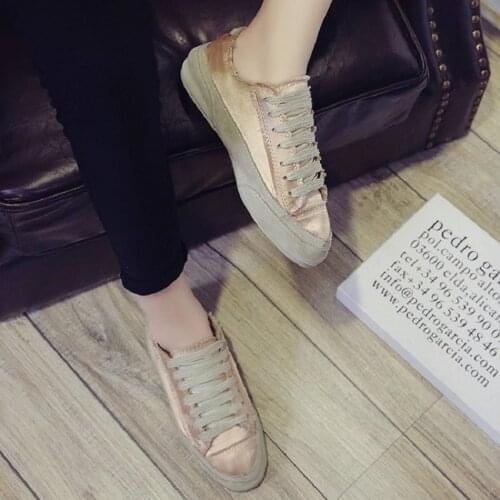 2020 spring and autumn new Spanish silk canvas shoes flat white shoes womens flat casual shoes