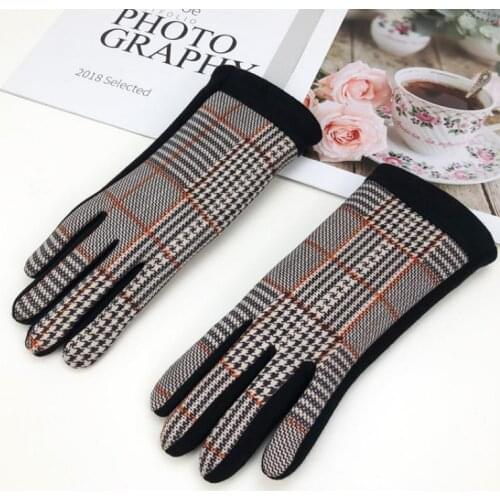 New Ladies Winter Gloves, Simple Plaid Warm and Velvet Touch Screen Gloves, Outdoor Wind and Cold Gloves