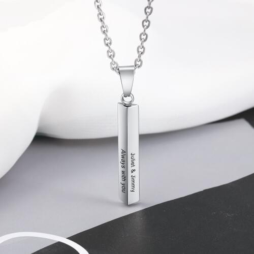 Free Engraving Personalized Triangle Bar Necklaces & Pendants Stainless Steel Custom Name Necklace For Women Men Jewelry Gifts