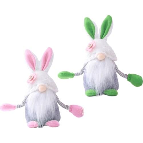 Easter Bunny Gnome Spring Holiday Home Decoration Plush Rabbit Swedish Tomte Elf T3LE