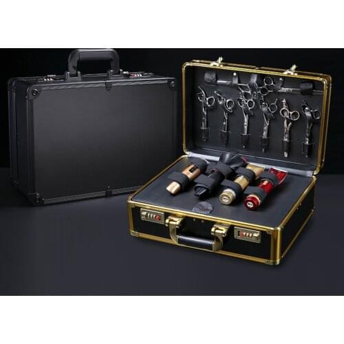 Portable Barber Stylist Travel Metal Case Hair Styling Scissors Combs Tool Box Hair Styling Tools Barber Carrying Case Storag