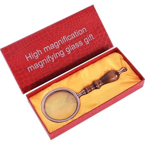 10X Metal Wooden Handle Handheld Magnifier Magnifying Tool Glass Lens Loupe With Gift Box Portable Books Maps Elder Reading Jewe