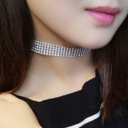 Sexy Nightclub Jewelry For Women Necklace Trendy Diamond Clavicle Chain Rhinestone Choker Necklaces Fashion Gift Collar De Mujer