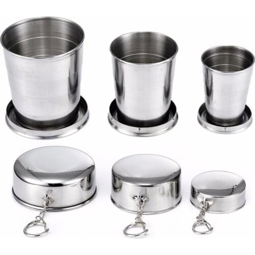 1Pcs Travel Folding Collapsible Cup Portable Outdoor Tools Travel Camping Folding Cup With Keychain 75/150/250ML Hot Sale