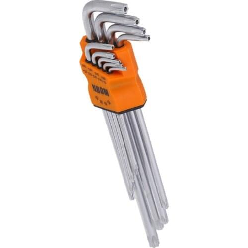 Steel 9Pcs/Set High-quality High Hardness Star Keys Wrench Extra Long Arm Torx Key Set L-Type for Automobiles