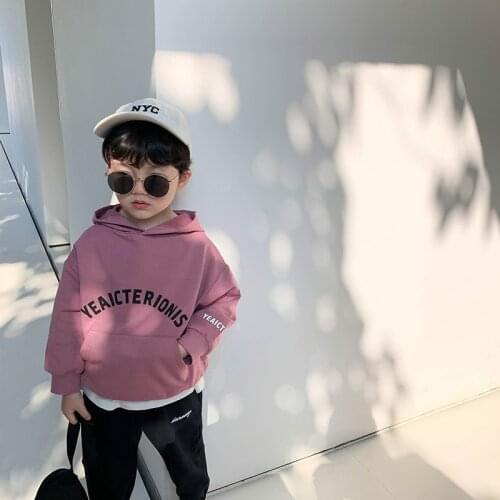 2-7 Y Toddler Boys Hoodies Spring Childrens Casual Loose Sweatshirts Korean Letter Print Hoodies Pullovers for Boy Baby Clothes