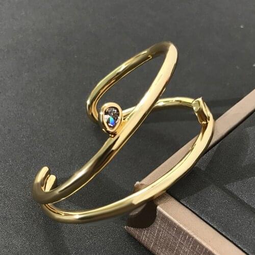 UMGODLY Luxury Fashion Cool Bangle Gold Color High Quality Multicolor Zirconia Square Pear Bracelet Women Jewelry Gift