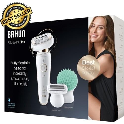 BRAUN Silk-épil 9 Flex 9020 Senso Smart Wet & Dry Epilator with 6 Extras incl. Deep Massage pad. Original Product Fast Shipping