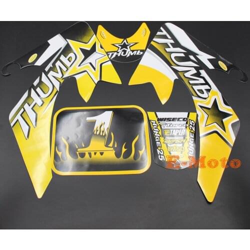 YELLOW DECALS STICKER ROKETA SSR COOLSTER RICARDO For HONDA XR50 CRF50 DIRT PIT BIKE New E-Moto