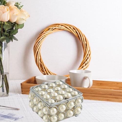 Pearl jewelry box wrought iron electroplating jewelry box ladies jewelry box storage earring box lipstick box