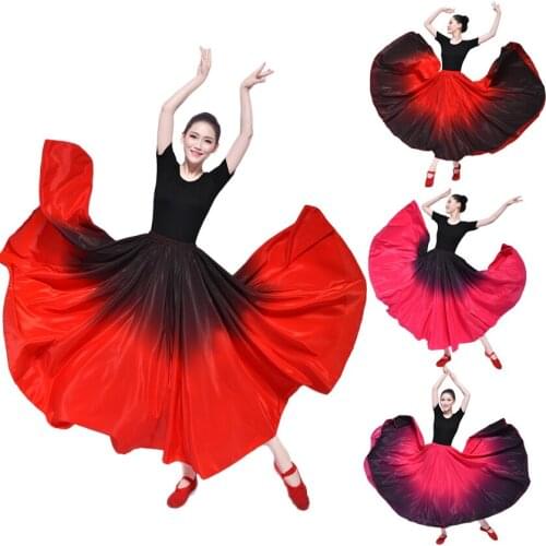 Spain Bullfight Festival Carnival Party Flamenco Dance Skirt Gypsy Fading Color Elastic Dress for Woman Stage Wear Performance