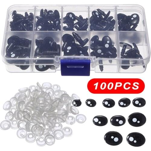 100pcs/box Cartoon Animal Doll Safety Plastic Oval Eyes Nose For Teddy Bear Doll Animal Plush Toy Kids DIY Accessory