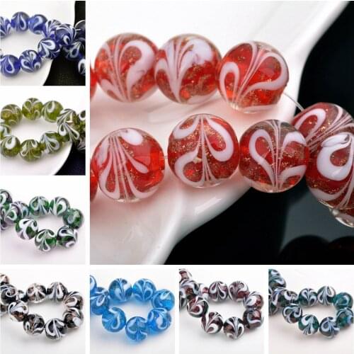 12mm Round Foil Inside Lampwork Glass Loose Beads Jewelry Findings