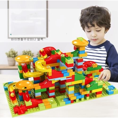 165-330pcs Mini size Marble Race Run Building Blocks Bricks Set Educational Constructor Toys compatible With Small Blocks