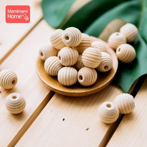 20Pcs 18mm Wood Threaded Beads DIY Nursing Necklace Baby Wooden Teether Blank Rodent Nurse Gifts BPA Free ChildrenS Goods Toys