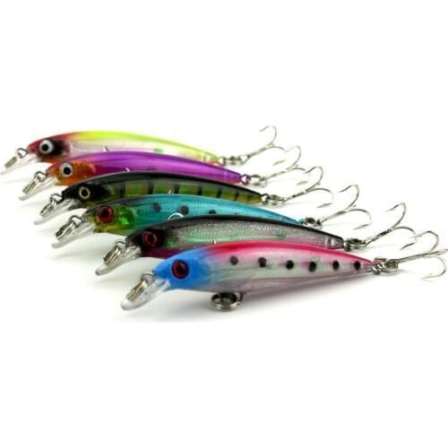 200pcs 8CM 6G 6#hooks laser Minnow fishing lures hard plastic bass wobbler pike peche trout fishing baits pesca fishing tackles