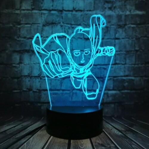 3D Optical Led Night Light One Punch Man Saitama Figure Light for Home Table Lamp Manga Mood Sleep Light Holiday Birthday Toy