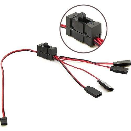 4 way LED Y Cable with Switch Lamp Wire Upgrade Parts for TRX 4 SCX10 RC Oil Tram Crawler Car Truck Replacement Accessories