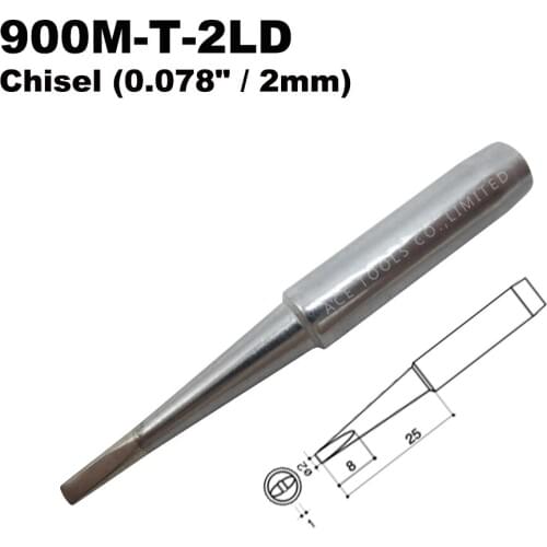 5 PCS Soldering Tip 900M-T-2LD Chisel 2mm for Hakko 936 907 Milwaukee M12SI-0 Radio Shack 64-053 Yihua 936 X-Tronics 3020 Iron