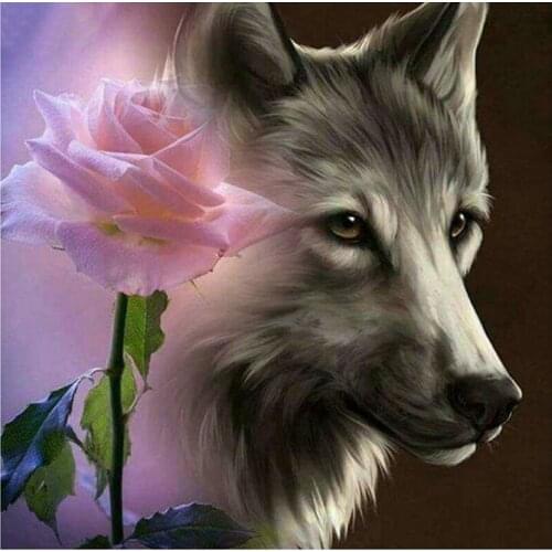 5D Diy Diamond Painting Cross Stitch Diamond Embroidery Square Round Wolf Rose Cross Stitch Kits Flowers DecorationsZP-3079