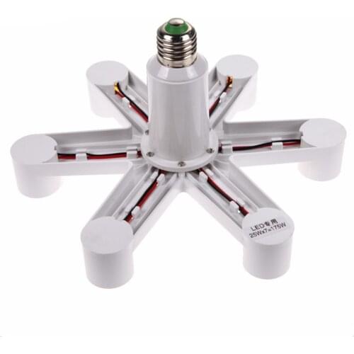 7-In-1 E27 Base Socket Adapter Light Bulb Holder Base Converter Splitter Standard Lamp Holder Base Converter Lighting