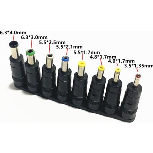 8pcs Male to Female DC power adapter 5.5X2.1mm Jack Plug laptop adaptor Connector 6.3 6.0 5.5 4.8 4.0 3.5mm 2.5 2.1 1.7 1.35mm