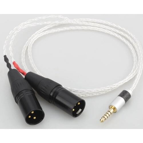 Audiocrast 8 Cores Silver Plated 4.4mm Balanced Male to Dual 2x 3pin XLR Balanced Male Audio Adapter Cable