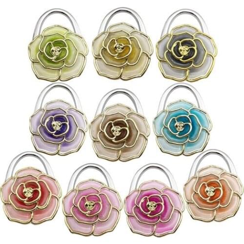 Ausuky 1pc Portable Folding Alloy Purse Handbag Bag Hanger Hook Holder Newest good for Gift 15