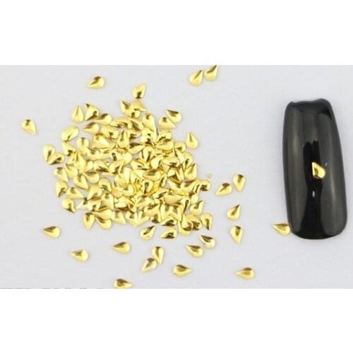 Free Shipping 250Pcs Punk mini Rivet alloy nail charms water drop shape Golden Silver Metal Nail Art Studs
