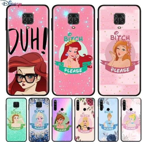 Black Silicone Cover Princess Cartoon For Xiaomi Redmi Note 10 10S 9 9S Pro Max 9T 8T 8 7 6 5 Pro 5A Phone Case
